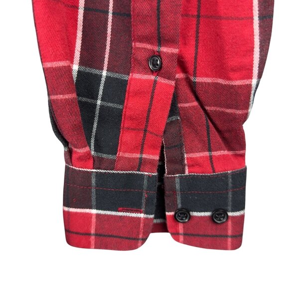 U.S.POLO ASSN Flannel Shirt Men M Red & Black Plaid Slim Fit Long Sleeve Cotton - Picture 6 of 12